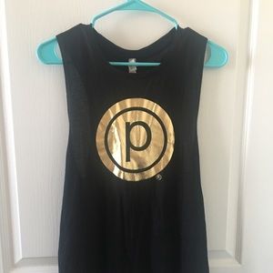 pure barre black & gold tank top